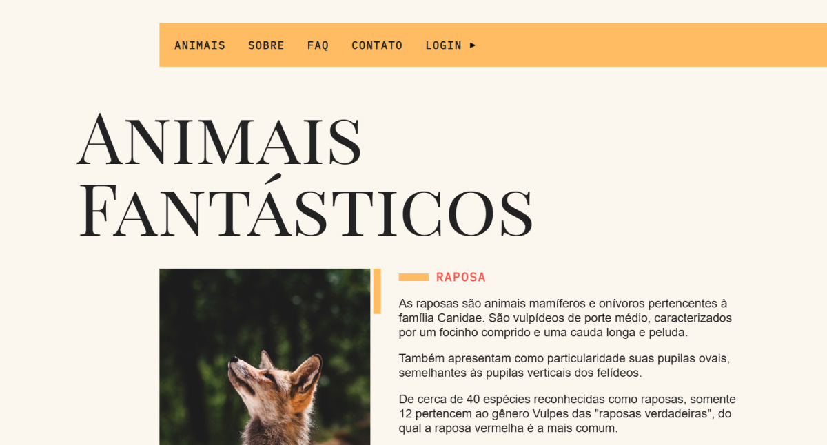 Preview do projeto Animais Fantásticos